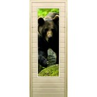 Дверь для бани со стеклом (43*129), "Медведь-1", 190×70см, коробка из осины - фото 299694853