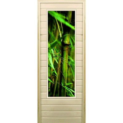 Дверь для бани со стеклом (43*129), "Бамбук-1", 170×70см, коробка из осины