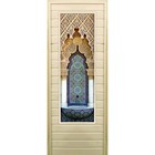 Дверь для бани со стеклом (43*129), "Восточный орнамент", 170×70см, коробка из осины - фото 295674274