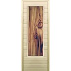 Дверь для бани со стеклом (43*129), "Темное дерево", 170×70см, коробка из осины - фото 294917360