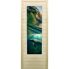 Дверь для бани со стеклом (43*129), "Дельфины", 170×70см, коробка из осины - фото 294917366
