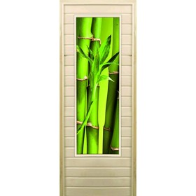 Дверь для бани со стеклом (43*129), "Бамбук-2", 180×70см, коробка из осины