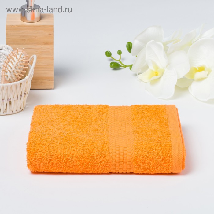 Полотенце махровое гладкокрашеное «Эконом» 50х90 см, цвет оранжевый - Фото 1