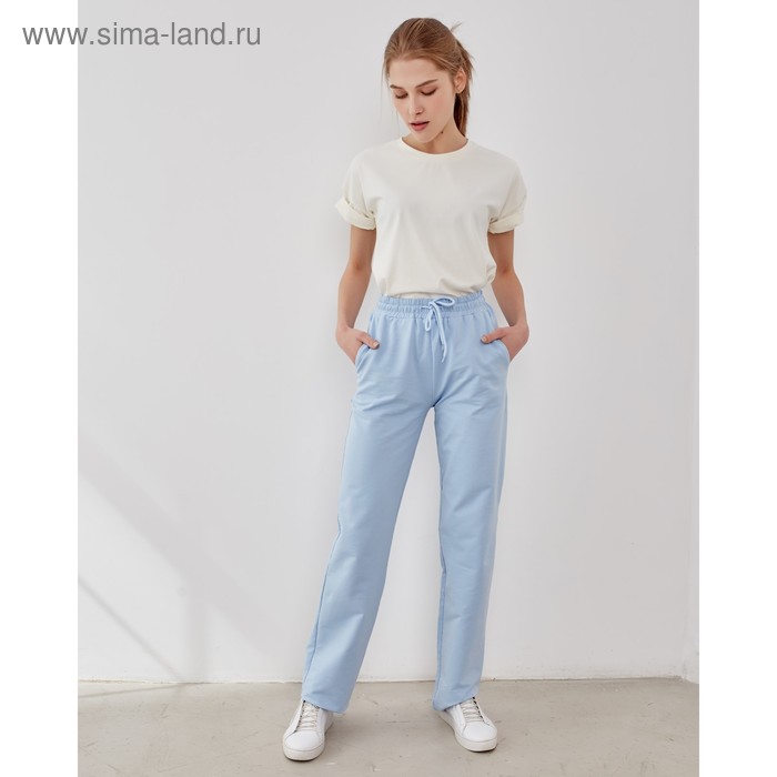 Брюки женские MINAKU: Casual Collection цвет голубой, размер 48 - Фото 1