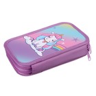 Пенал 2 секции, 105 х 190 мм, ламинированный картон, Calligrata, «Радужный единорожка» - Фото 3