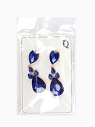 Серьги висячие со стразами «Вечеринка» цветок из капель, цвет сине-белый в золоте, 6.3 см  (артикул 5002772)  большой выбор товаров оптом и в розницу по низким ценам с доставкой