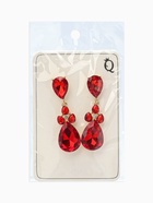 Серьги висячие со стразами «Вечеринка» цветок из капель, цвет красно-белый в золоте, 6.3 см  (артикул 5002773)  большой выбор товаров оптом и в розницу по низким ценам с доставкой