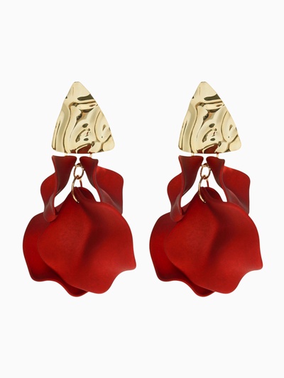 Серьги ассорти «Ветер» мятые треугольники, цвет красно-золотой