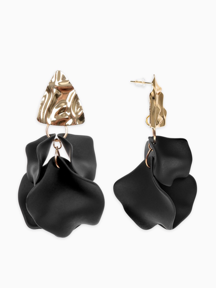 Серьги ассорти «Ветер» мятые треугольники, цвет чёрно-золотой - Фото 1