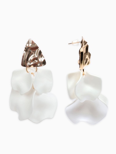 Серьги ассорти «Ветер» мятые треугольники, цвет бело-золотой