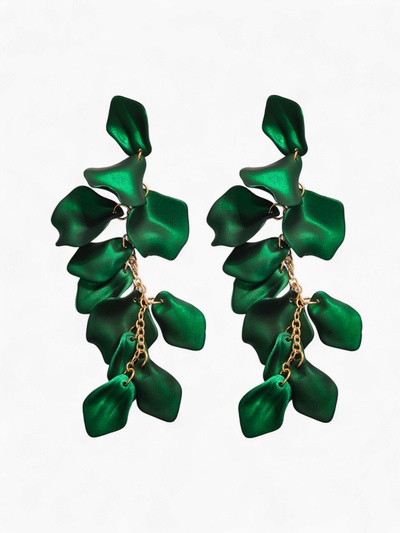Серьги ассорти «Ветер» грация, цвет зелёный в золоте