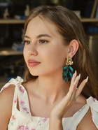 Серьги ассорти «Ветер» мятые треугольники, цвет зелёный - Фото 2