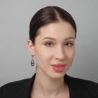 Серьги со стразами «Иллюзион» капля крупная, бело-бензиновые в золоте - Фото 3