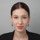Серьги со стразами «Иллюзион» капля крупная, бело-бензиновые в золоте - Фото 4
