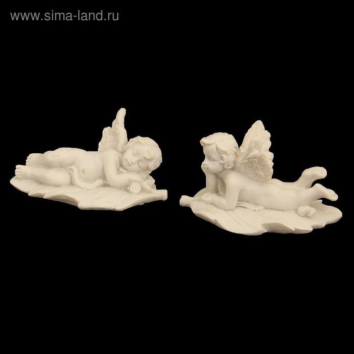 Сувенир полистоун "Белоснежный ангел спящий на листе" МИКС 3х6,3х3,5 см - Фото 1
