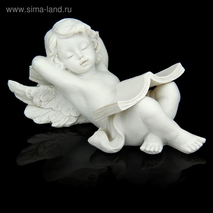Сувенир полистоун "Белоснежный ангел утомившийся от чтения" МИКС, 5,3х10х6 см - Фото 1
