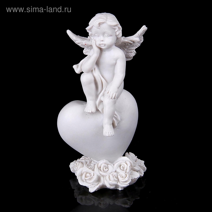 Сувенир полистоун "Белоснежный ангел сидящий на сердце" МИКС 9х4,3х3,5 см - Фото 1
