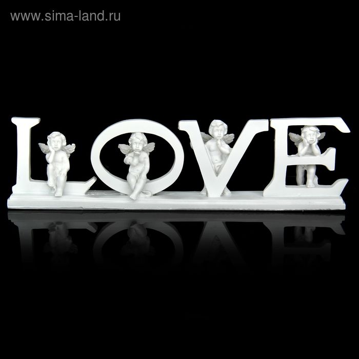 Сувенир полистоун "Белоснежные ангелы на слове LOVE" 24,5х6,5х2,8 см - Фото 1
