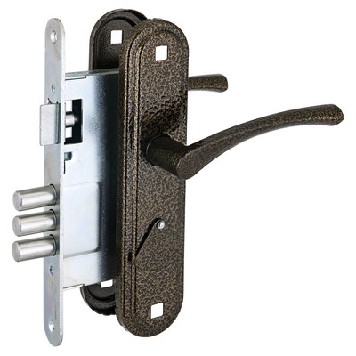 Замок врезной «Омега» Д-град ЗВ9.1-01, с ручками, м/о 67, цвет бронза