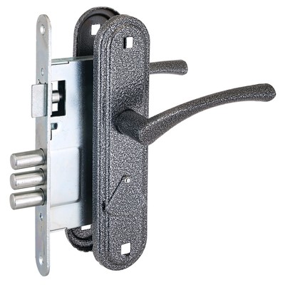 Замок врезной «Омега» Д-град ЗВ9.1-01, с ручками, м/о 67, цвет серебро