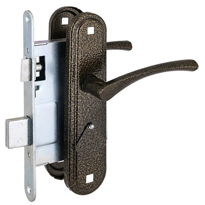 Замок врезной с ручками «Омега» Д-град ЗВ9.2-01, с ручками, м/о 67, цвет бронза