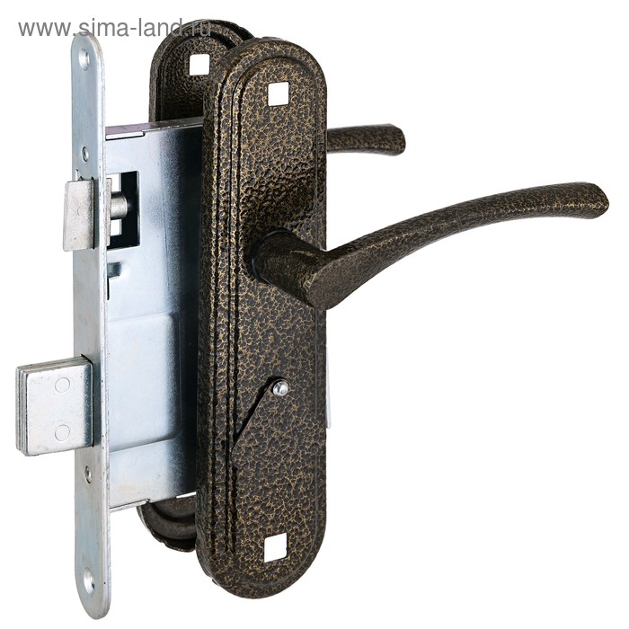 Замок врезной с ручками «Омега» Д-град ЗВ9.2-01, с ручками, м/о 67, цвет бронза - Фото 1