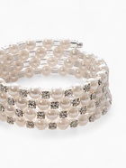 Браслет жемчуг «Пружинка» стразинки, шар №6, цвет белый в серебре, d=6 см - Фото 3