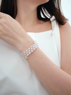 Браслет жемчуг «Пружинка» стразинки, шар №6, цвет белый в серебре, d=6 см - Фото 4