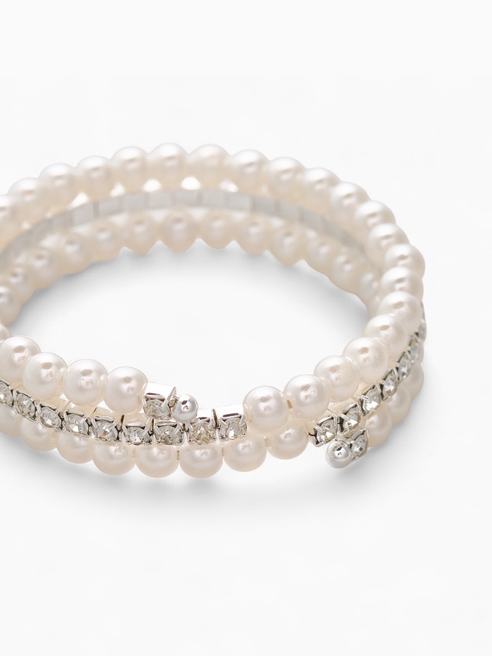 Браслет жемчуг «Пружинка» яркость, шар №6, цвет белый в серебре, d=6 см - Фото 1