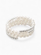 Браслет жемчуг «Пружинка» стразы, шар №8, цвет белый в серебре, d=6 см - Фото 1