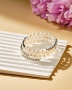 Браслет жемчуг «Пружинка» стразы, шар №8, цвет белый в серебре, d=6 см - Фото 5