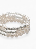 Браслет жемчуг «Пружинка» стразы, шар №8, цвет белый в серебре, d=6 см - Фото 4