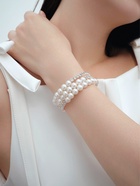 Браслет жемчуг «Пружинка» стразы, шар №8, цвет белый в серебре, d=6 см - Фото 2