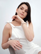 Браслет жемчуг «Пружинка» стразы, шар №8, цвет белый в серебре, d=6 см - Фото 6