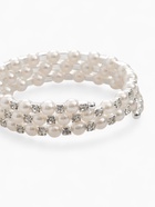 Браслет жемчуг «Пружинка», стразы, шар № 8, белый в серебре, L=6 см - Фото 3