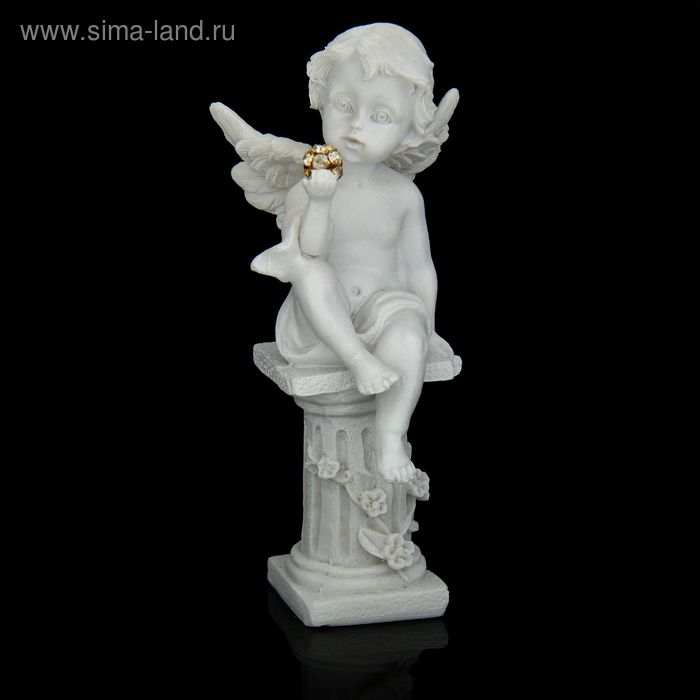 Сувенир полистоун "Белоснежный ангел сидящий на колонне" 13,5х5,7х5 см - Фото 1