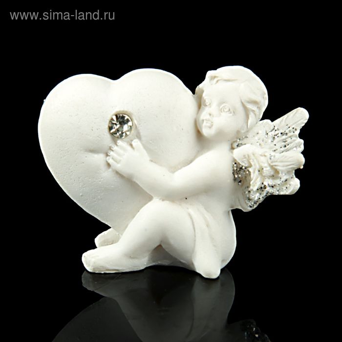 Сувенир полистоун "Белоснежный ангел обнимающий сердце" МИКС 3х3,4х1,8 см - Фото 1