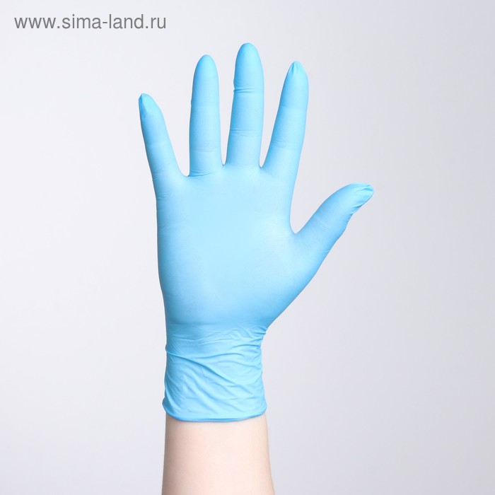 Перчатки нитриловые A.D.M. «Оптимум+», размер S, 100 шт/уп, цвет голубой - Фото 1