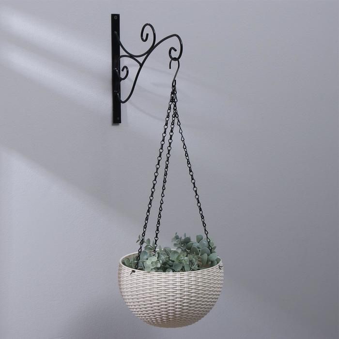 Кронштейн для кашпо, кованый, 28 см, металл, чёрный - Фото 1