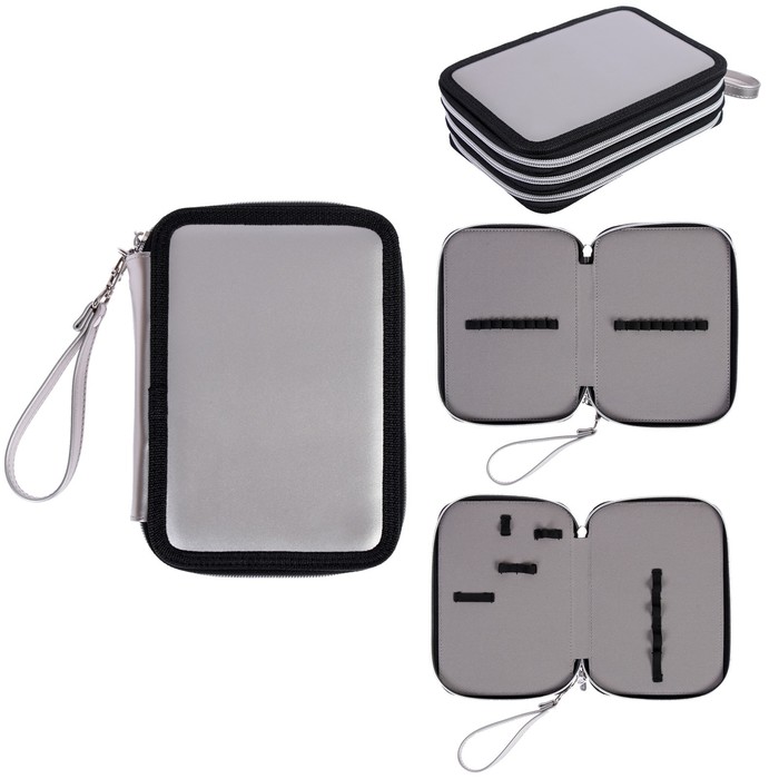 Пенал 3 секции 145*200 мм, экокожа, deVENTE Yume, ручка-петля на карабине, серебристый - Фото 1