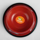 Миска с косточками, железная с нескользящим основанием 15 х 3,5 см, 150 мл, красная - Фото 2