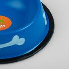 Миска с косточками, железная с нескользящим основанием, 150 мл, синяя - Фото 3