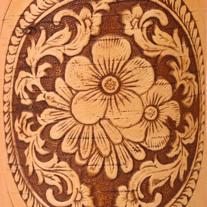 Туес  "Цветочки", круглый, D=8 см, береста - фото 1905655981