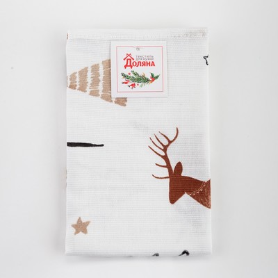Полотенце «Доляна» X-Mas 40×70 см, 100%хл, рогожка 164 г/м²
