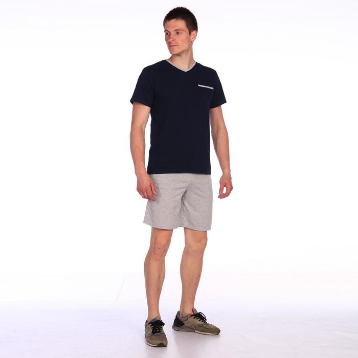 Костюм мужской (футболка, шорты), цвет синий, размер 46 - Фото 1