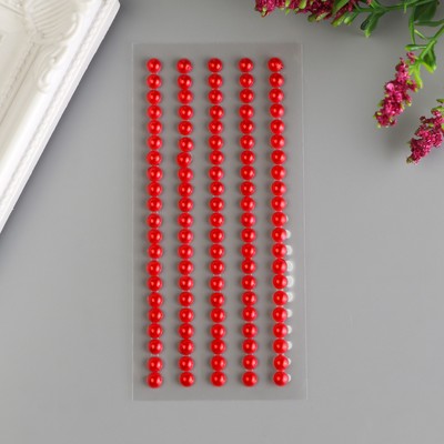 Декоративные наклейки "Жемчуг" 0,5 см, 105  шт, красный