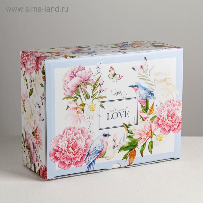 Коробка‒пенал, упаковка подарочная, Love, 30 х 23 х 12 см