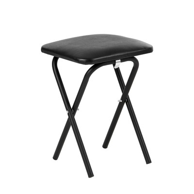 Табурет складной, экокожа черная/черный