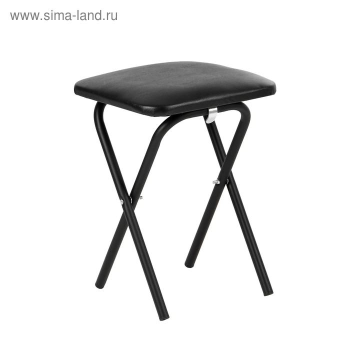 Табурет складной, экокожа черная/черный - Фото 1