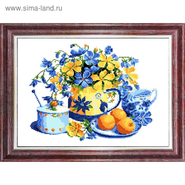 Канва с нанесённым рисунком для вышивки крестиком «Натюрморт с персиками», размер 22x29 см - Фото 1